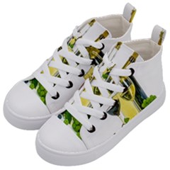 White Wine Red Wine The Bottle Kids  Mid-top Canvas Sneakers by Ket1n9