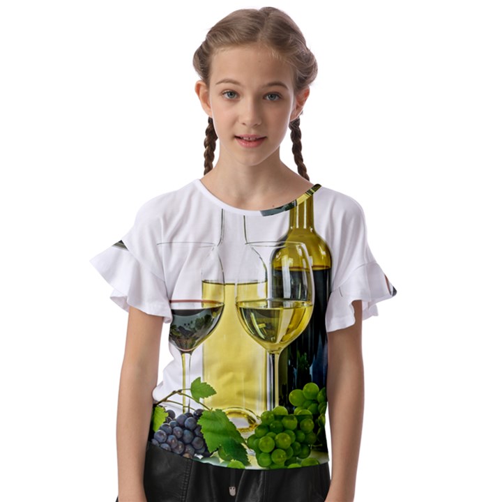 White Wine Red Wine The Bottle Kids  Cut Out Flutter Sleeves