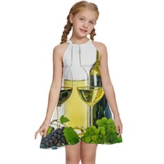 White Wine Red Wine The Bottle Kids  Halter Collar Waist Tie Chiffon Dress by Ket1n9