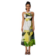 White Wine Red Wine The Bottle Sleeveless Cross Front Cocktail Midi Chiffon Dress by Ket1n9