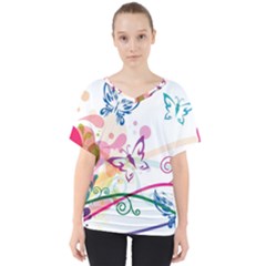 Butterfly Vector Art V-neck Dolman Drape Top by Ket1n9