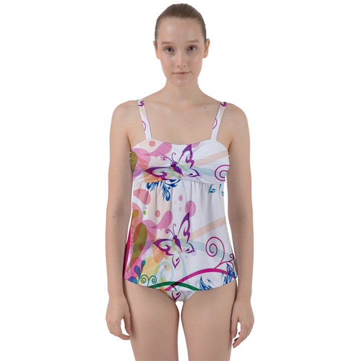 Butterfly Vector Art Twist Front Tankini Set