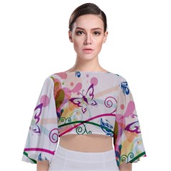 Butterfly Vector Art Tie Back Butterfly Sleeve Chiffon Top by Ket1n9