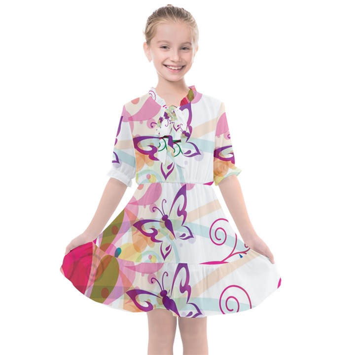 Butterfly Vector Art Kids  All Frills Chiffon Dress