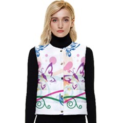 Butterfly Vector Art Women s Button Up Puffer Vest by Ket1n9