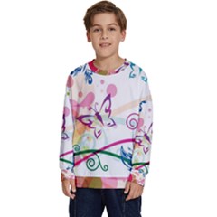 Butterfly Vector Art Kids  Crewneck Sweatshirt by Ket1n9