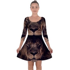 African Lion Mane Close Eyes Quarter Sleeve Skater Dress by Ket1n9