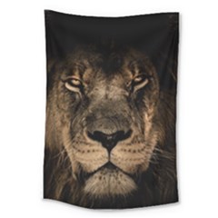 African Lion Mane Close Eyes Large Tapestry by Ket1n9