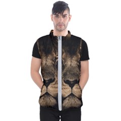 African Lion Mane Close Eyes Men s Puffer Vest by Ket1n9