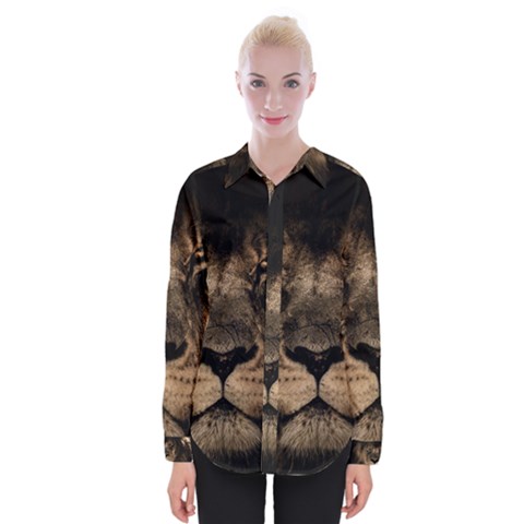 African Lion Mane Close Eyes Womens Long Sleeve Shirt by Ket1n9