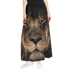 African Lion Mane Close Eyes Maxi Chiffon Skirt by Ket1n9