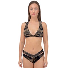 African Lion Mane Close Eyes Double Strap Halter Bikini Set by Ket1n9