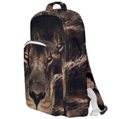 African Lion Mane Close Eyes Double Compartment Backpack by Ket1n9