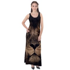 African Lion Mane Close Eyes Sleeveless Velour Maxi Dress by Ket1n9