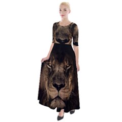 African Lion Mane Close Eyes Half Sleeves Maxi Dress by Ket1n9