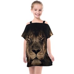 African Lion Mane Close Eyes Kids  One Piece Chiffon Dress by Ket1n9