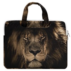 African Lion Mane Close Eyes Macbook Pro 16  Double Pocket Laptop Bag  by Ket1n9