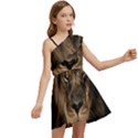 African Lion Mane Close Eyes Kids  One Shoulder Party Dress View2