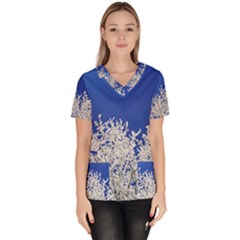 Crown Aesthetic Branches Hoarfrost Women s V-neck Scrub Top by Ket1n9