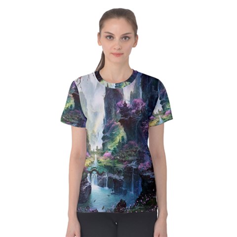 Fantastic World Fantasy Painting Women s Cotton T-shirt by Ket1n9