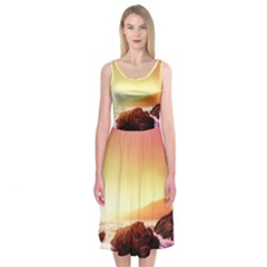 California Sea Ocean Pacific Midi Sleeveless Dress by Ket1n9