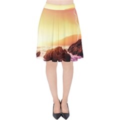 California Sea Ocean Pacific Velvet High Waist Skirt by Ket1n9