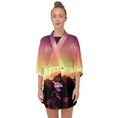 California Sea Ocean Pacific Half Sleeve Chiffon Kimono by Ket1n9