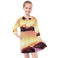 California Sea Ocean Pacific Kids  Quarter Sleeve Shirt Dress by Ket1n9