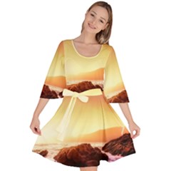 California Sea Ocean Pacific Velour Kimono Dress