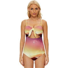 California Sea Ocean Pacific Knot Front One-piece Swimsuit