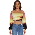 California Sea Ocean Pacific Long Sleeve Crinkled Weave Crop Top View1