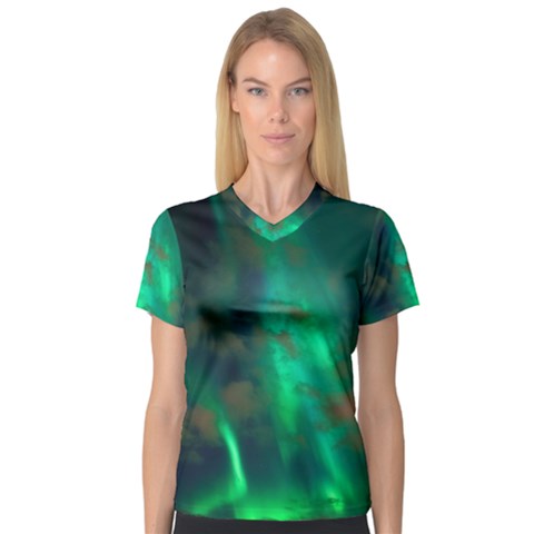 Northern-lights-plasma-sky V-neck Sport Mesh T-shirt by Ket1n9