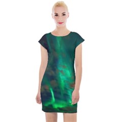 Northern-lights-plasma-sky Cap Sleeve Bodycon Dress