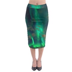 Northern-lights-plasma-sky Midi Pencil Skirt