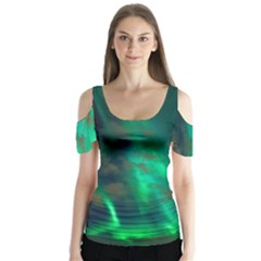 Northern-lights-plasma-sky Butterfly Sleeve Cutout T-shirt 