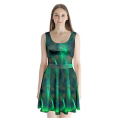 Northern-lights-plasma-sky Split Back Mini Dress 