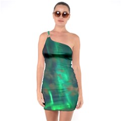 Northern-lights-plasma-sky One Shoulder Ring Trim Bodycon Dress by Ket1n9