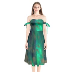 Northern-lights-plasma-sky Shoulder Tie Bardot Midi Dress by Ket1n9