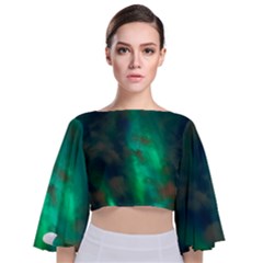 Northern-lights-plasma-sky Tie Back Butterfly Sleeve Chiffon Top by Ket1n9