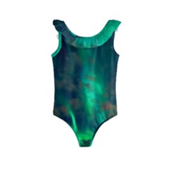 Northern-lights-plasma-sky Kids  Frill Swimsuit by Ket1n9