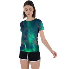 Northern-lights-plasma-sky Back Circle Cutout Sports T-shirt by Ket1n9