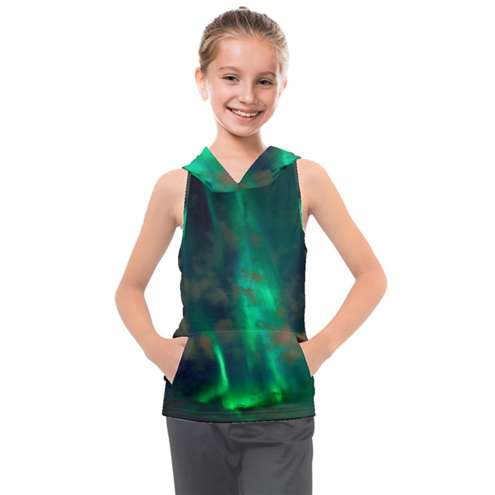 Northern-lights-plasma-sky Kids  Sleeveless Hoodie