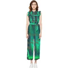 Northern-lights-plasma-sky Women s Frill Top Chiffon Jumpsuit by Ket1n9