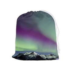 Aurora Stars Sky Mountains Snow Aurora Borealis Drawstring Pouch (xl) by Ket1n9