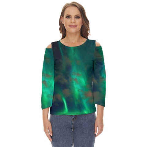 Northern-lights-plasma-sky Cut Out Wide Sleeve Top by Ket1n9