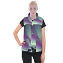 Aurora Stars Sky Mountains Snow Aurora Borealis Women s Button Up Vest View1