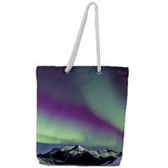 Aurora Stars Sky Mountains Snow Aurora Borealis Full Print Rope Handle Tote (large)