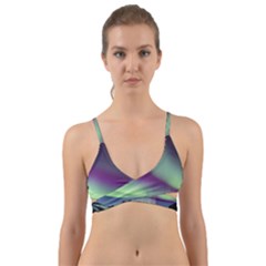 Aurora Stars Sky Mountains Snow Aurora Borealis Wrap Around Bikini Top by Ket1n9