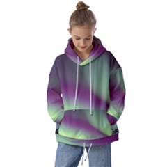 Aurora Stars Sky Mountains Snow Aurora Borealis Kids  Oversized Hoodie by Ket1n9