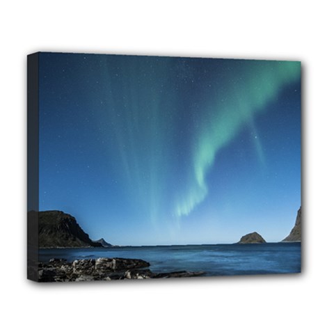 Aurora Borealis Lofoten Norway Deluxe Canvas 20  X 16  (stretched) by Ket1n9